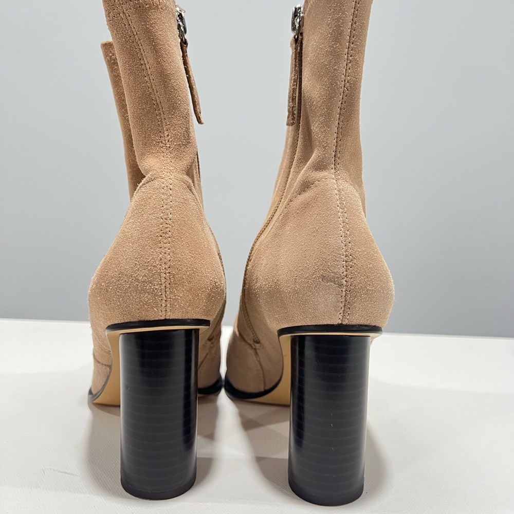 Zara Tan Heeled Boots with Sleek Pointed Toe - Picture 3 of 4